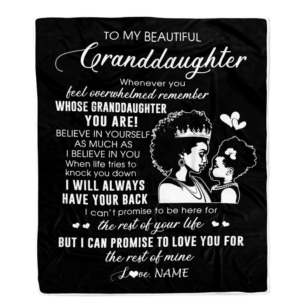 Personalized To My Granddaughter Blanket From Grandma African Woman Whenever You Feel Overwhelmed Granddaughter Birthday Christmas Customized Fleece Blanket | teecentury
