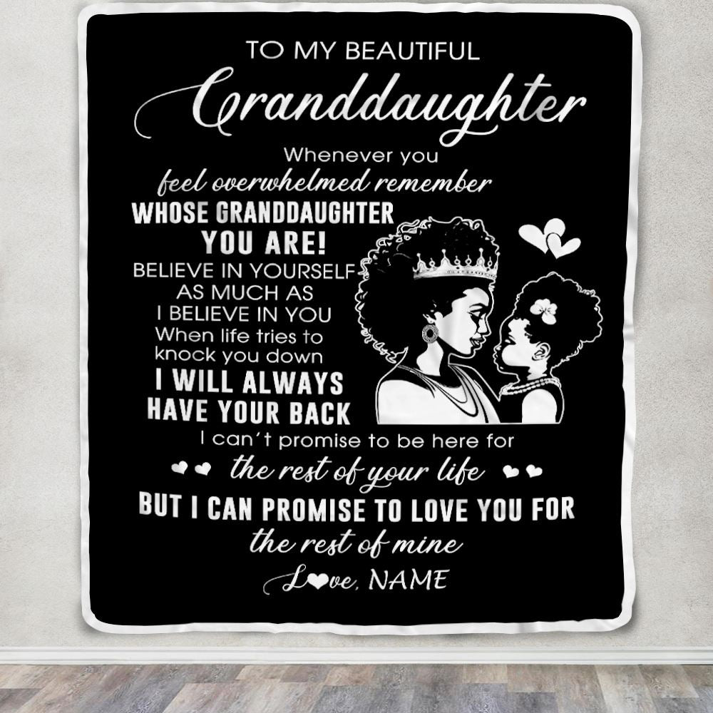 Personalized To My Granddaughter Blanket From Grandma African Woman Whenever You Feel Overwhelmed Granddaughter Birthday Christmas Customized Fleece Blanket | teecentury