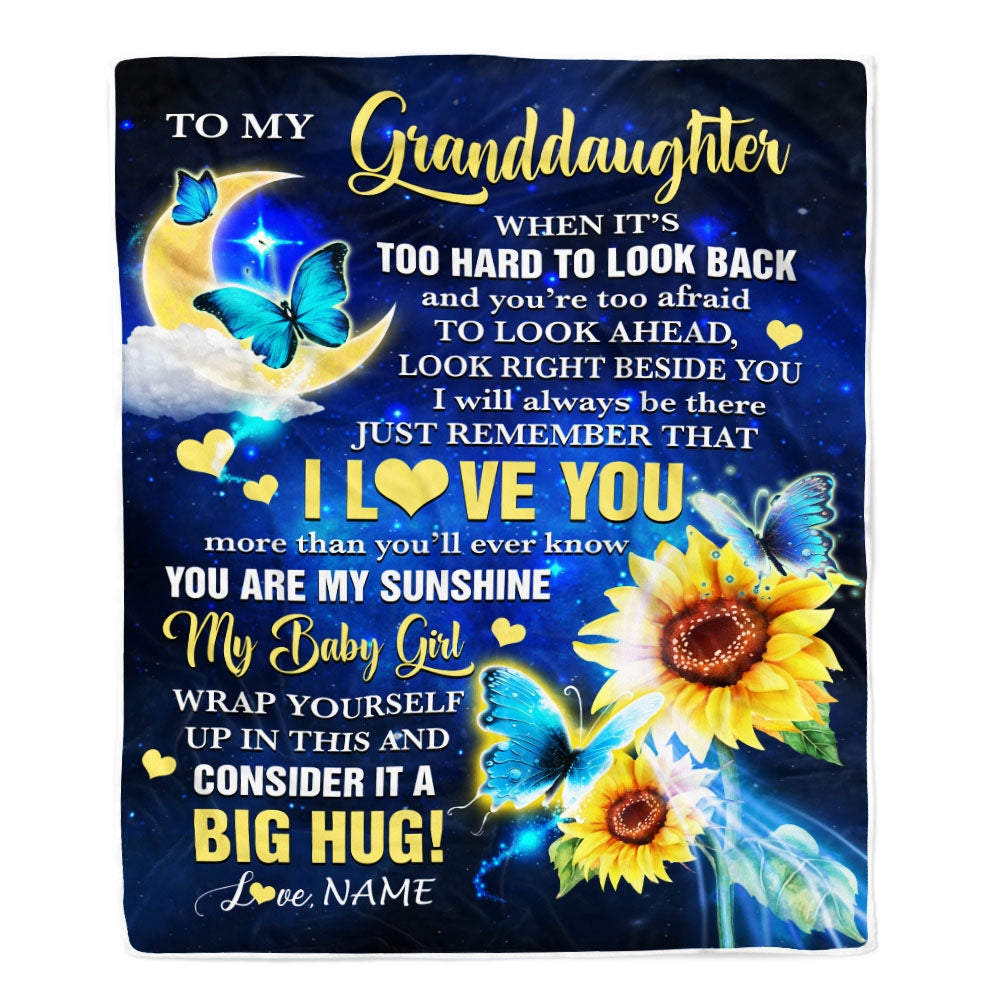 Personalized To My Granddaughter Blanket From Grandma Butterfly I Will Always Be There Granddaughter Birthday Graduation Christmas Customized Fleece Blanket | teecentury