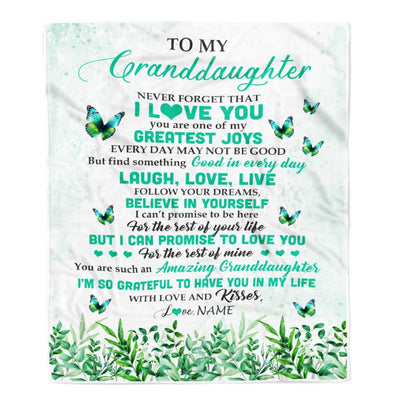 Personalized To My Granddaughter Blanket From Grandma Butterfly Laugh Love Live Granddaughter Birthday Motivational Quote Christmas Customized Fleece Blanket | teecentury