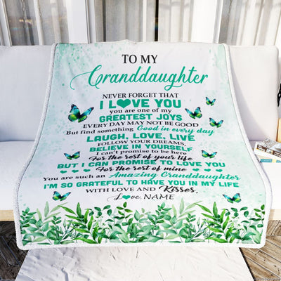 Personalized To My Granddaughter Blanket From Grandma Butterfly Laugh Love Live Granddaughter Birthday Motivational Quote Christmas Customized Fleece Blanket | teecentury