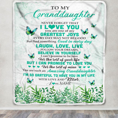 Personalized To My Granddaughter Blanket From Grandma Butterfly Laugh Love Live Granddaughter Birthday Motivational Quote Christmas Customized Fleece Blanket | teecentury