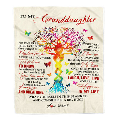 Personalized To My Granddaughter Blanket From Grandma DNA Colorful Tree Granddaughter Birthday Celebrating Graduation Christmas Customized Gift Fleece Blanket | teecentury