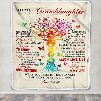 Personalized To My Granddaughter Blanket From Grandma DNA Colorful Tree Granddaughter Birthday Celebrating Graduation Christmas Customized Gift Fleece Blanket | teecentury
