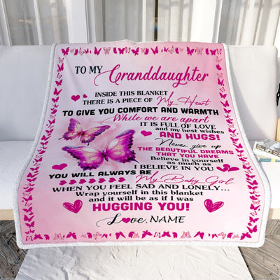 Personalized To My Granddaughter Blanket From Grandma Gigi Butterfly Inside This Blanket Granddaughter Birthday Christmas Customized Fleece Throw Blanket | teecentury