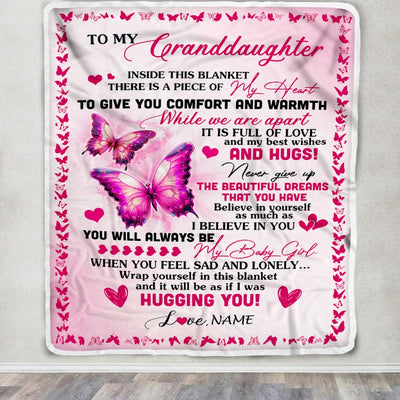 Personalized To My Granddaughter Blanket From Grandma Gigi Butterfly Inside This Blanket Granddaughter Birthday Christmas Customized Fleece Throw Blanket | teecentury
