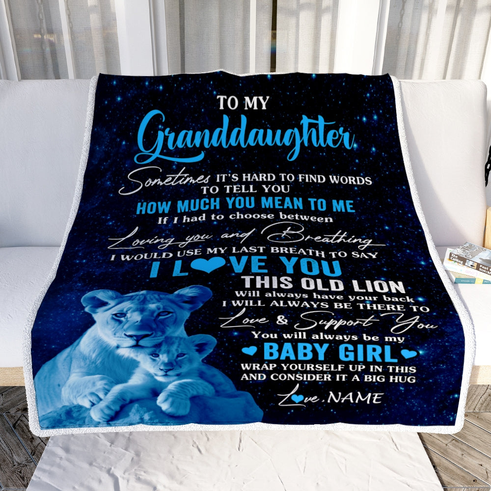 Personalized To My Granddaughter Blanket From Grandma Gigi I Love You This Old Lion Granddaughter Birthday Christmas Customized Bed Fleece Throw Blanket | teecentury