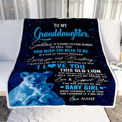 Personalized To My Granddaughter Blanket From Grandma Gigi I Love You This Old Lion Granddaughter Birthday Christmas Customized Bed Fleece Throw Blanket | teecentury