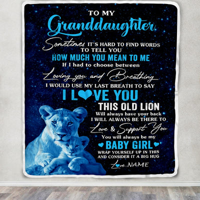 Personalized To My Granddaughter Blanket From Grandma Gigi I Love You This Old Lion Granddaughter Birthday Christmas Customized Bed Fleece Throw Blanket | teecentury