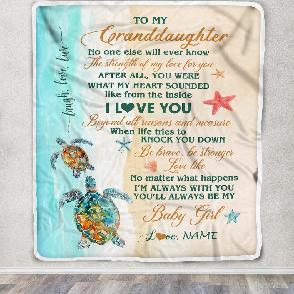 Personalized To My Granddaughter Blanket From Grandma Gigi Turtle Laugh Love Live I Love You Granddaughter Birthday Christmas Customized Fleece Throw Blanket | teecentury