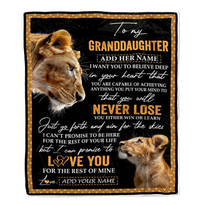 Personalized To My Granddaughter Blanket From Grandma Gigi You Will Never Lose Lion Granddaughter Birthday Gifts Christmas Customized Fleece Throw Blanket | teecentury