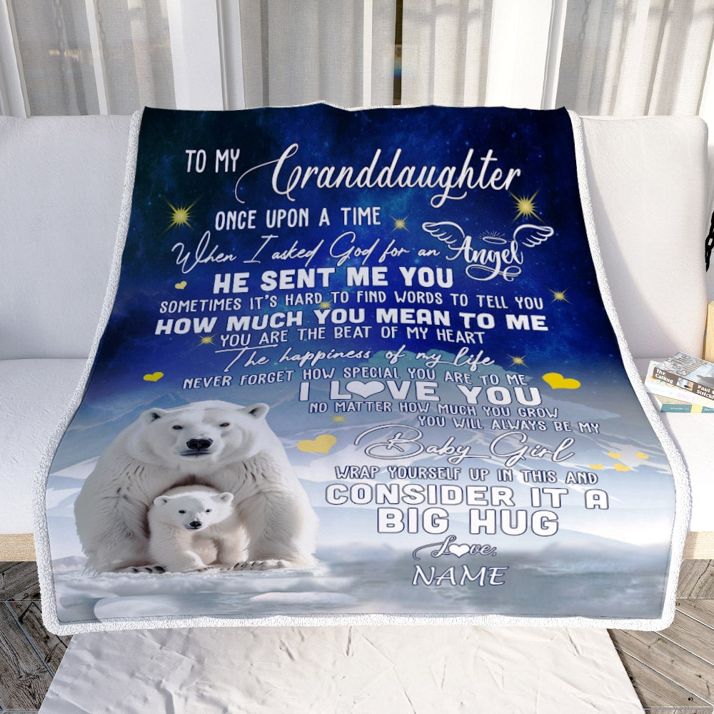 Personalized To My Granddaughter Blanket From Grandma Grammy Polar Bear Never Forget I Love You Granddaughter Birthday Christmas Customized Bed Fleece Blanket | teecentury