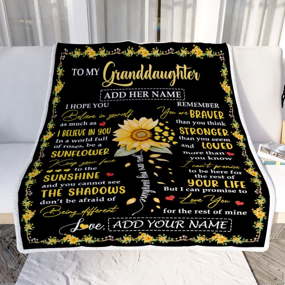 Personalized To My Granddaughter Blanket From Grandma Grandpa Be A Sunflower Granddaughter Birthday Gifts Graduation Christmas Fleece Throw Blanket | teecentury