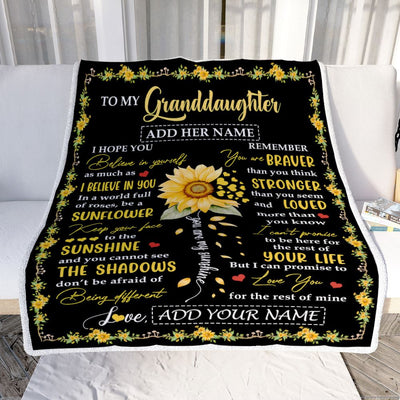 Personalized To My Granddaughter Blanket From Grandma Grandpa Be A Sunflower Granddaughter Birthday Gifts Graduation Christmas Fleece Throw Blanket | teecentury