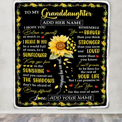 Personalized To My Granddaughter Blanket From Grandma Grandpa Be A Sunflower Granddaughter Birthday Gifts Graduation Christmas Fleece Throw Blanket | teecentury