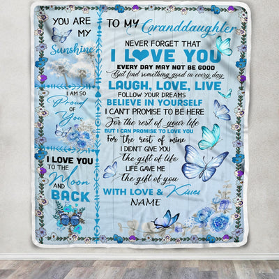 Personalized To My Granddaughter Blanket From Grandma Grandpa Bufterfly Never Forget That I Love You Granddaughter Birthday Christmas Bed Fleece Throw Blanket Blanket | Teecentury.com