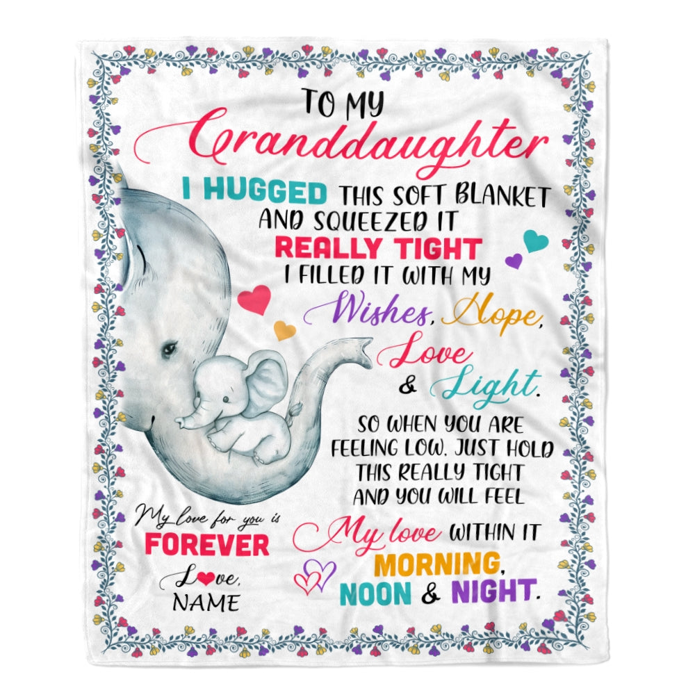 Personalized To My Granddaughter Blanket From Grandma Grandpa Elephant I Huggest This Soft Blanket Granddaughter Birthday Christmas Customized Fleece Blanket Blanket | Teecentury.com