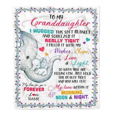 Personalized To My Granddaughter Blanket From Grandma Grandpa Elephant I Huggest This Soft Blanket Granddaughter Birthday Christmas Customized Fleece Blanket Blanket | Teecentury.com
