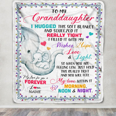Personalized To My Granddaughter Blanket From Grandma Grandpa Elephant I Huggest This Soft Blanket Granddaughter Birthday Christmas Customized Fleece Blanket Blanket | Teecentury.com