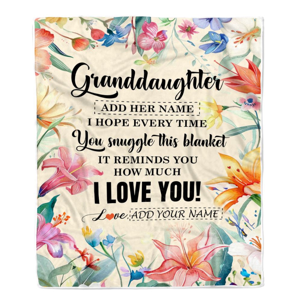 Personalized To My Granddaughter Blanket From Grandma Grandpa Floral I Love You Great Granddaughter Birthday Gifts Christmas Customized Fleece Blanket | teecentury