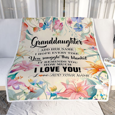 Personalized To My Granddaughter Blanket From Grandma Grandpa Floral I Love You Great Granddaughter Birthday Gifts Christmas Customized Fleece Blanket | teecentury