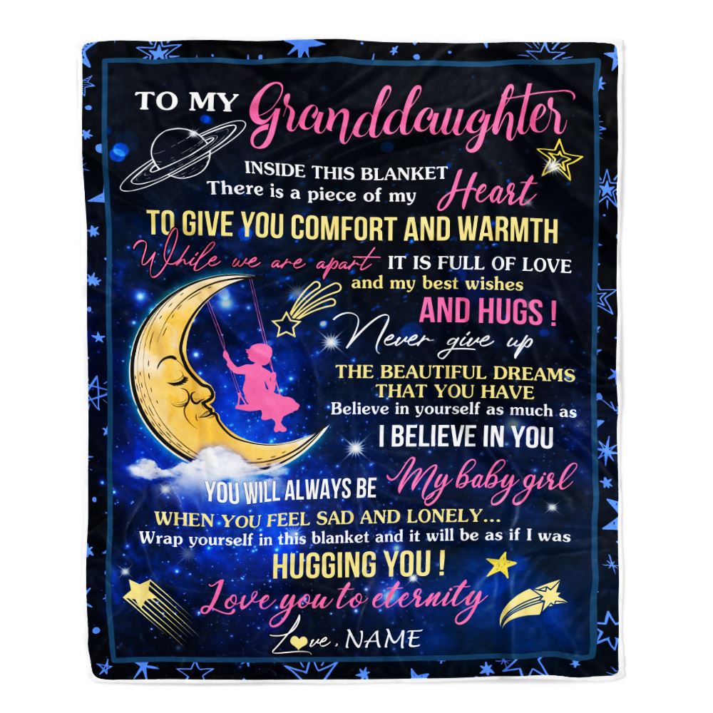 Personalized To My Granddaughter Blanket From Grandma Grandpa Inside This Blanket Sleeping Moon Granddaughter Birthday Christmas Customized Bed Fleece Blanket | teecentury