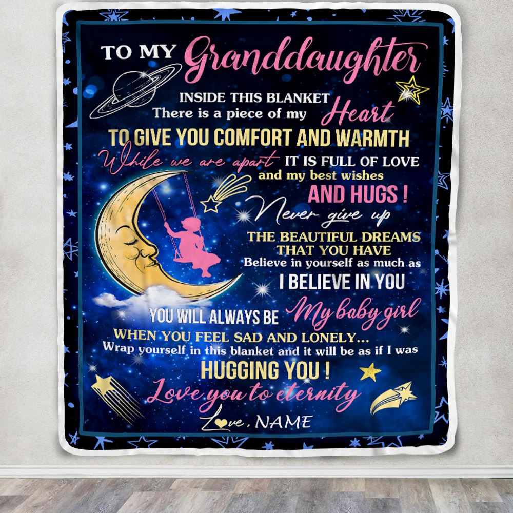 Personalized To My Granddaughter Blanket From Grandma Grandpa Inside This Blanket Sleeping Moon Granddaughter Birthday Christmas Customized Bed Fleece Blanket | teecentury