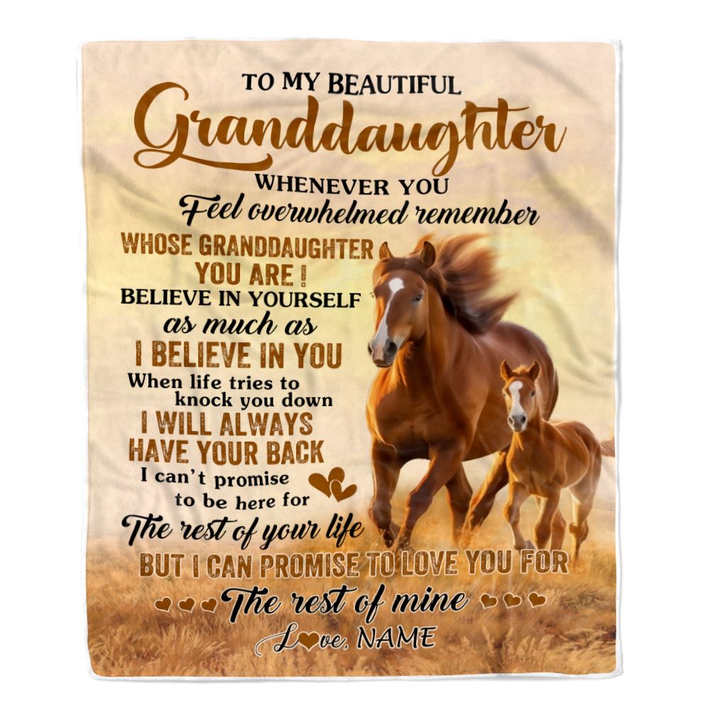 Personalized To My Granddaughter Blanket From Grandma Grandpa Whenever You Feel Horse Granddaughter Birthday Gifts Graduation Christmas Fleece Throw Blanket | teecentury