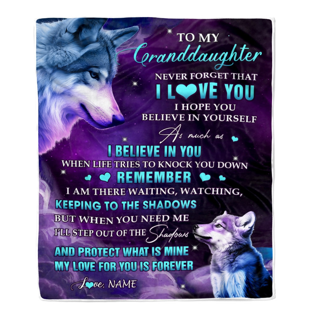 Personalized To My Granddaughter Blanket From Grandma Grandpa Wolf Moon My Love For You Is Forever Granddaughter Birthday Christmas Customized Fleece Blanket | teecentury
