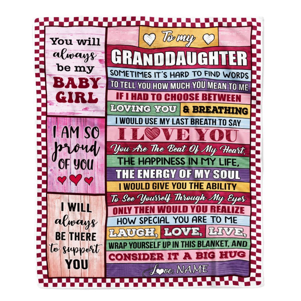 Personalized To My Granddaughter Blanket From Grandma Grandpa Wood You Mean Yo Me Baby Girl Birthday Graduation Christmas Customized Gift Fleece Blanket | teecentury