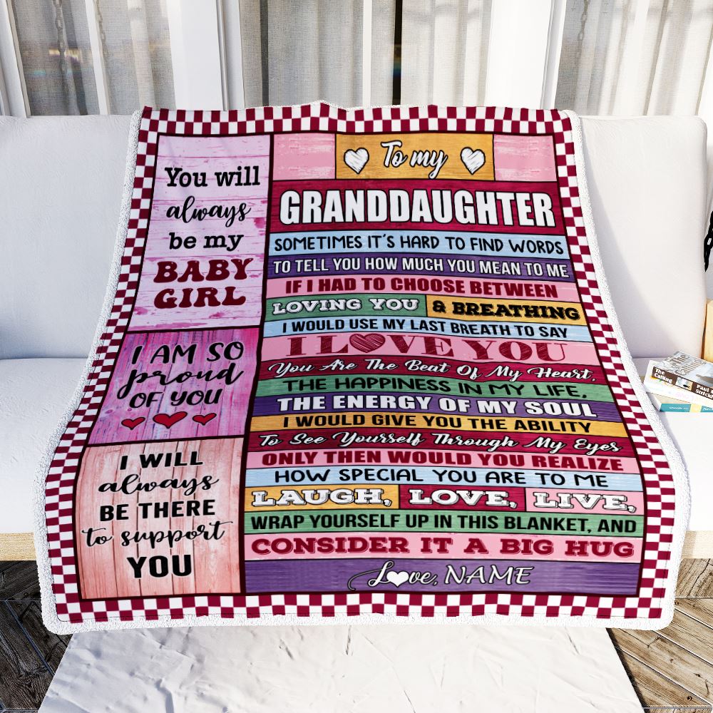 Personalized To My Granddaughter Blanket From Grandma Grandpa Wood You Mean Yo Me Baby Girl Birthday Graduation Christmas Customized Gift Fleece Blanket | teecentury