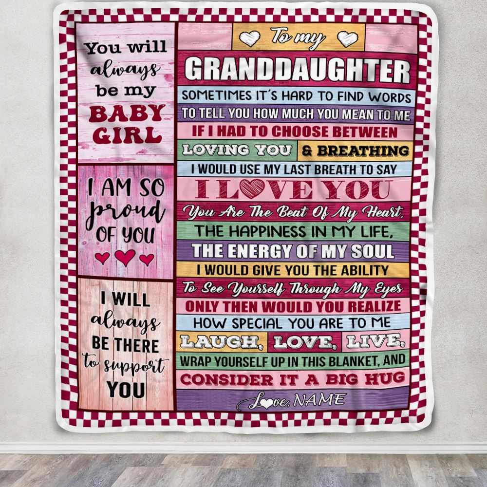 Personalized To My Granddaughter Blanket From Grandma Grandpa Wood You Mean Yo Me Baby Girl Birthday Graduation Christmas Customized Gift Fleece Blanket | teecentury