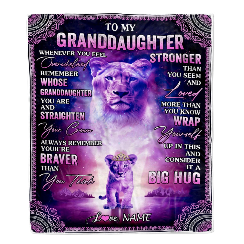 Personalized To My Granddaughter Blanket From Grandma Lion I Love You It A Big Hug Letter To My Granddaughter Birthday Christmas Fleece Throw Blanket Blanket | Teecentury.com