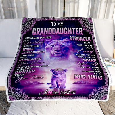 Personalized To My Granddaughter Blanket From Grandma Lion I Love You It A Big Hug Letter To My Granddaughter Birthday Christmas Fleece Throw Blanket Blanket | Teecentury.com