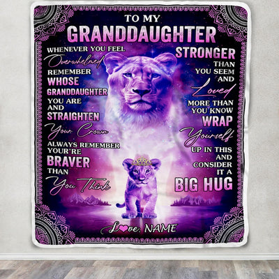 Personalized To My Granddaughter Blanket From Grandma Lion I Love You It A Big Hug Letter To My Granddaughter Birthday Christmas Fleece Throw Blanket Blanket | Teecentury.com