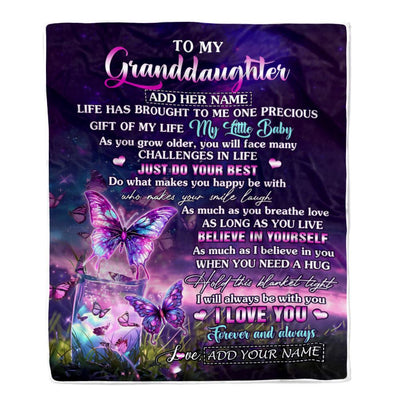 Personalized To My Granddaughter Blanket From Grandma My Little Baby Butterfly Granddaughter Birthday Present Gifts Summer Travel Christmas Fleece Blanket | teecentury
