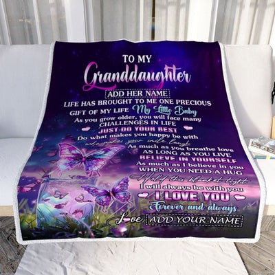 Personalized To My Granddaughter Blanket From Grandma My Little Baby Butterfly Granddaughter Birthday Present Gifts Summer Travel Christmas Fleece Blanket | teecentury
