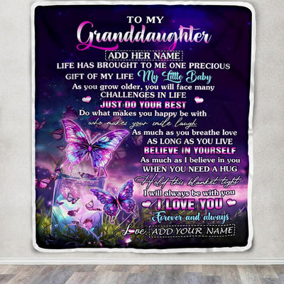 Personalized To My Granddaughter Blanket From Grandma My Little Baby Butterfly Granddaughter Birthday Present Gifts Summer Travel Christmas Fleece Blanket | teecentury