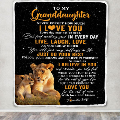 Personalized To My Granddaughter Blanket From Grandma Nana Live Laugh Love Lion Granddaughter Birthday Gifts Positive Graduation Christmas Fleece Blanket | teecentury