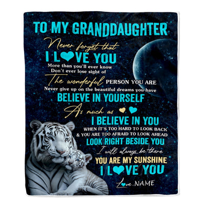 Personalized To My Granddaughter Blanket From Grandma Nana Never Forget I Love You White Tiger Granddaughter Birthday Graduation Christmas Fleece Blanket | teecentury