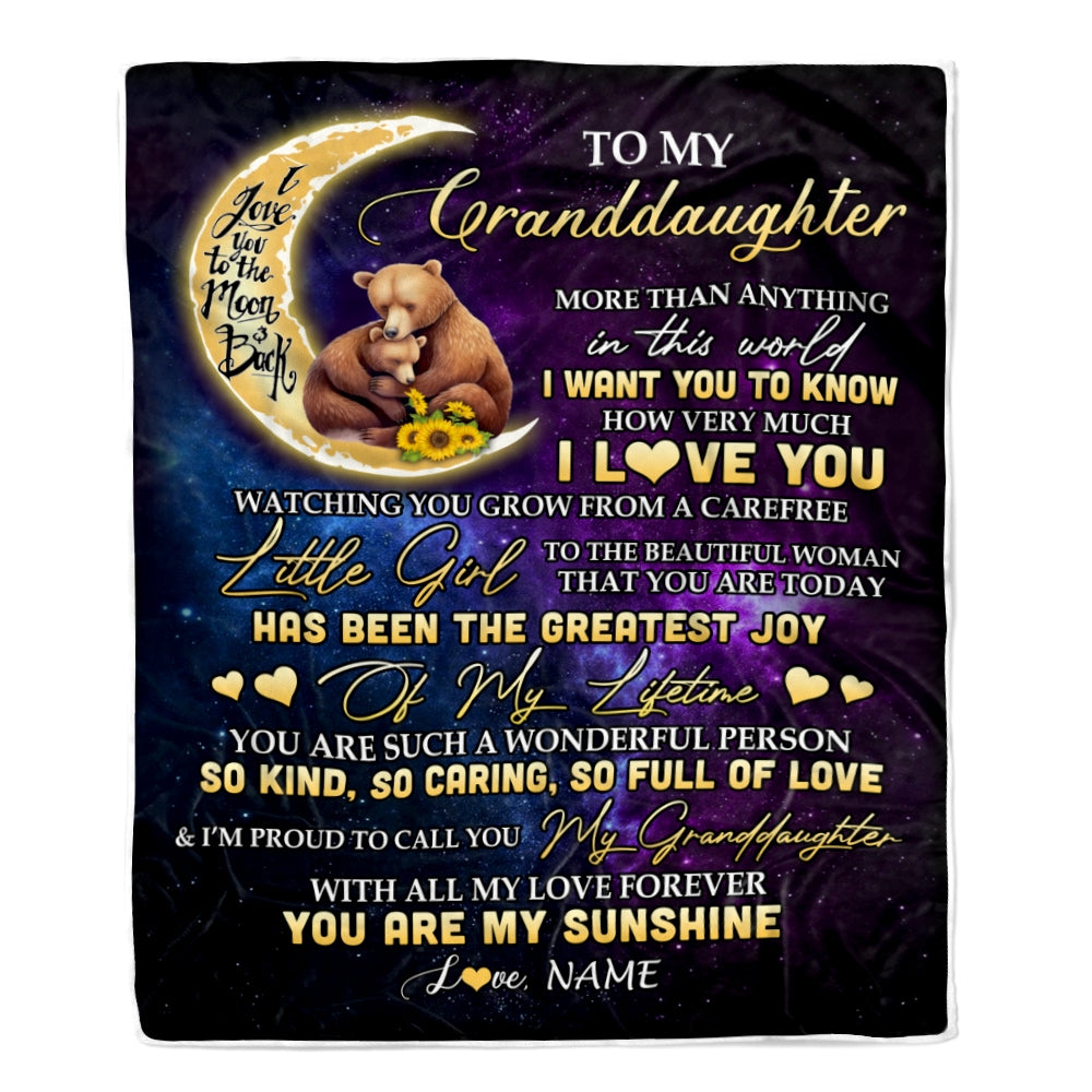 Personalized To My Granddaughter Blanket From Grandma Nana Positive Energy Encourage Brave Little Bear Birthday Christmas Customized Fleece Blanket Blanket | Teecentury.com
