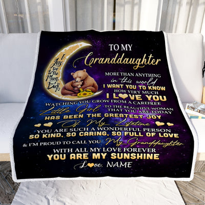 Personalized To My Granddaughter Blanket From Grandma Nana Positive Energy Encourage Brave Little Bear Birthday Christmas Customized Fleece Blanket Blanket | Teecentury.com
