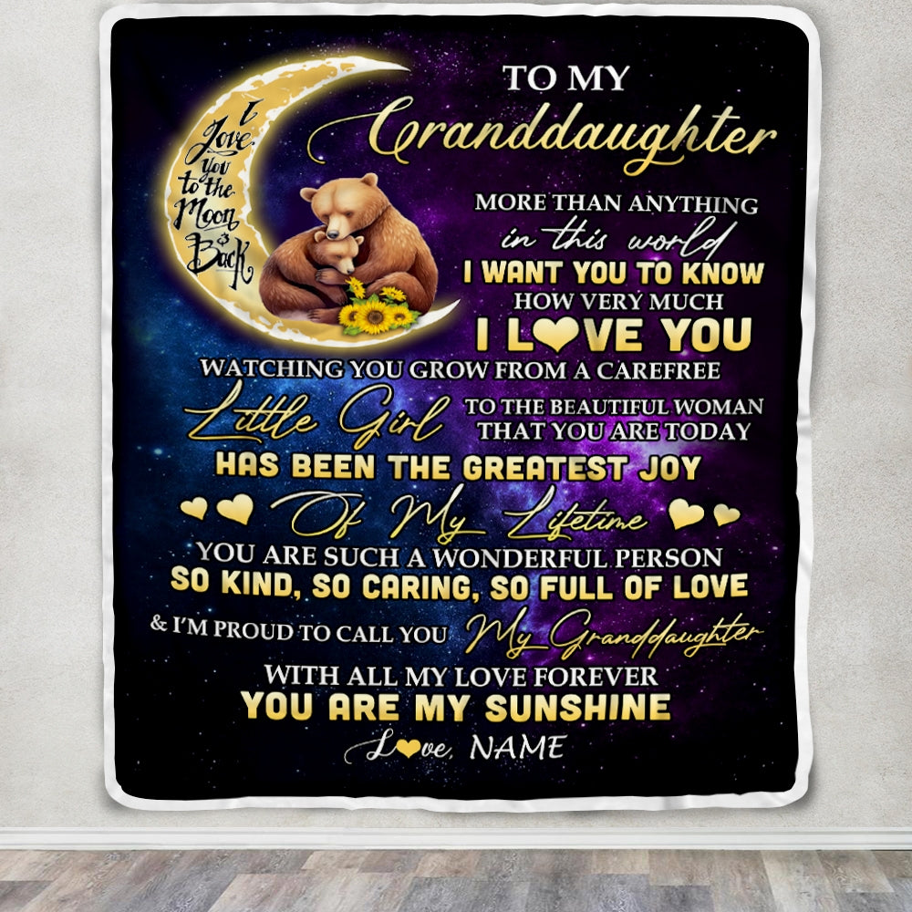 Personalized To My Granddaughter Blanket From Grandma Nana Positive Energy Encourage Brave Little Bear Birthday Christmas Customized Fleece Blanket Blanket | Teecentury.com
