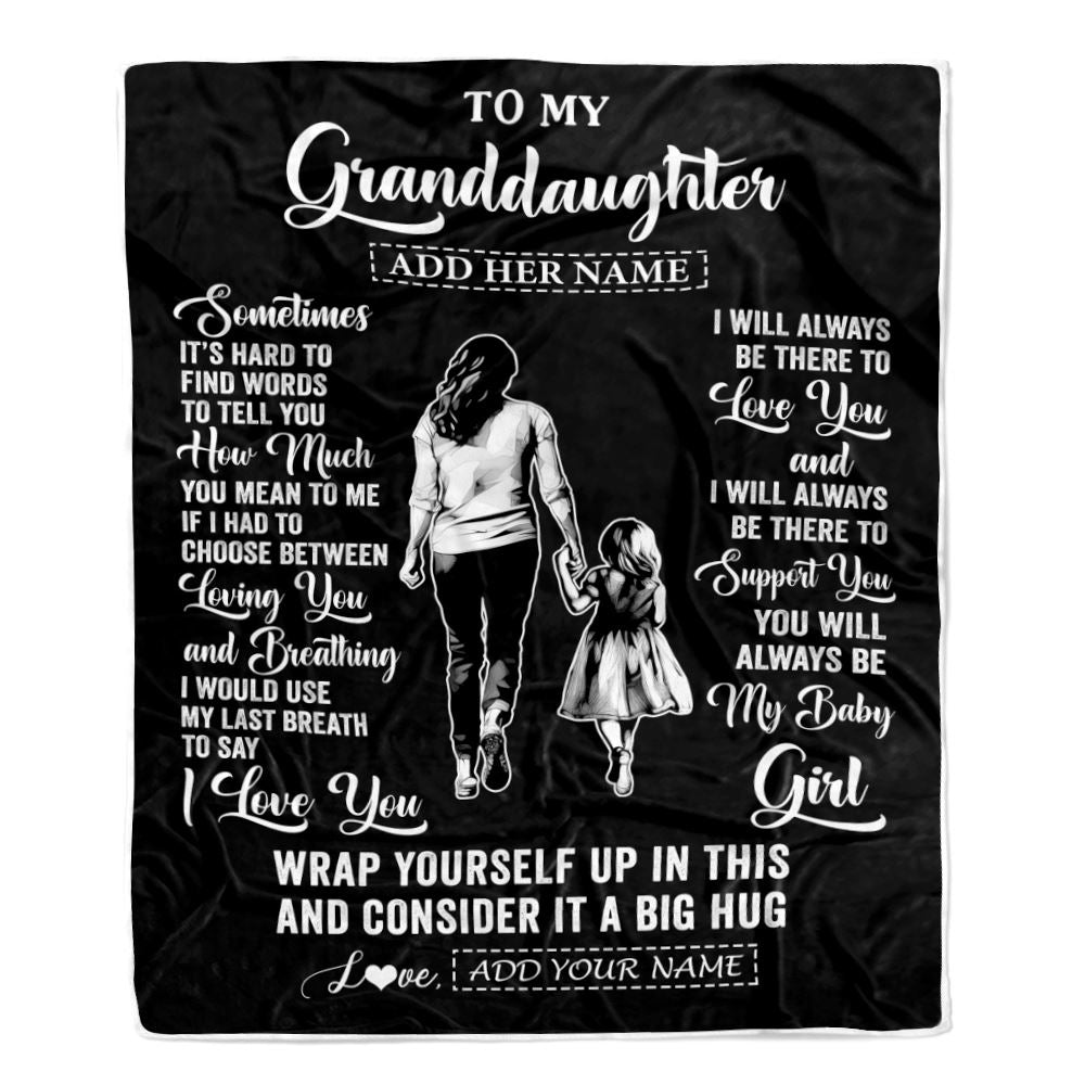 Personalized To My Granddaughter Blanket From Grandma Nana Sometimes It's Hard Granddaughter Birthday Gifts Graduation Christmas Fleece Throw Blanket | teecentury