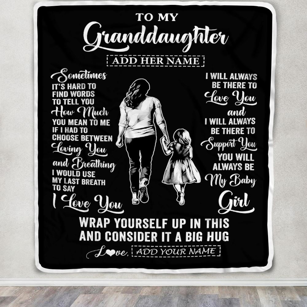 Personalized To My Granddaughter Blanket From Grandma Nana Sometimes It's Hard Granddaughter Birthday Gifts Graduation Christmas Fleece Throw Blanket | teecentury