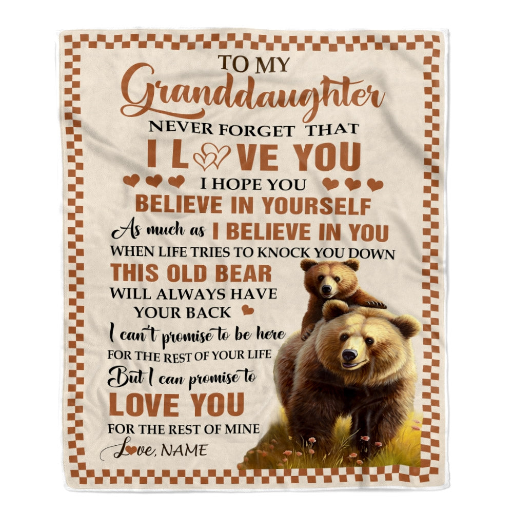 Personalized To My Granddaughter Blanket From Grandma Nana This Old Bear Love You Granddaughter Birthday Gifts Graduation Christmas Bed Fleece Throw Blanket | teecentury