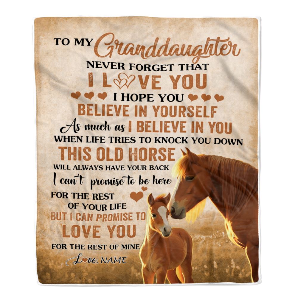 Personalized To My Granddaughter Blanket From Grandma Nana This Old Horse Love Granddaughter Birthday Gifts Graduation Christmas Bed Fleece Throw Blanket | teecentury