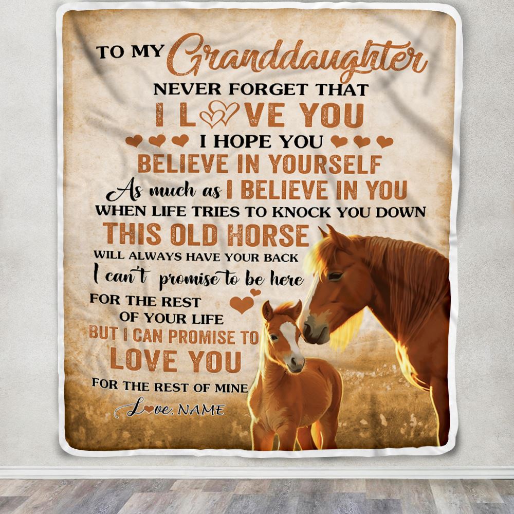 Personalized To My Granddaughter Blanket From Grandma Nana This Old Horse Love Granddaughter Birthday Gifts Graduation Christmas Bed Fleece Throw Blanket | teecentury