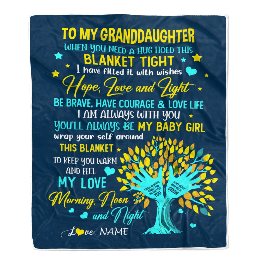 Personalized To My Granddaughter Blanket From Grandma Nana When You Need A Hug Baby Girl Granddaughter Birthday Christmas Customized Fleece Blanket | teecentury