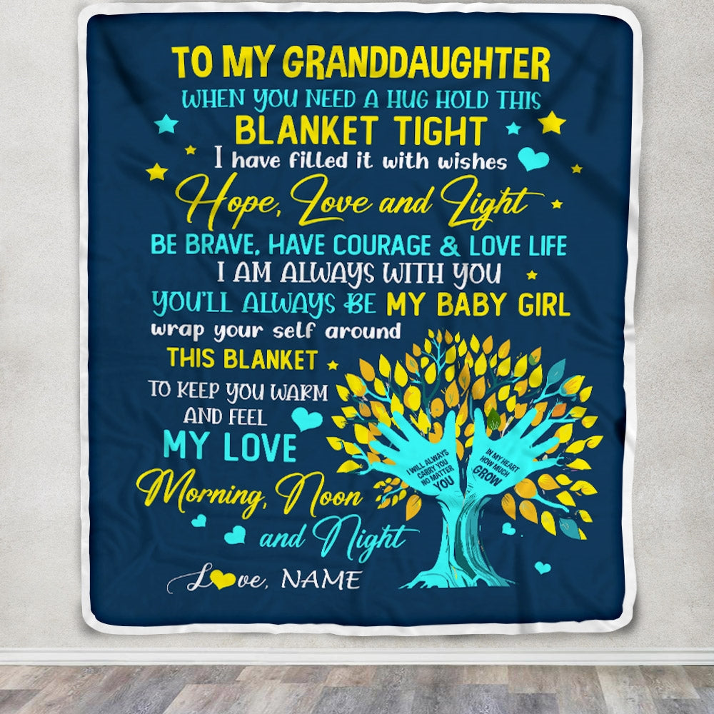 Personalized To My Granddaughter Blanket From Grandma Nana When You Need A Hug Baby Girl Granddaughter Birthday Christmas Customized Fleece Blanket | teecentury